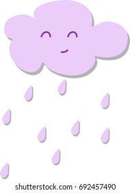 cute lilac cloud character on white background