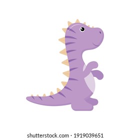 Cute lilac Dinosaur Tyrannosaurus. Smiling dinosaur. Vector illustration. White background.