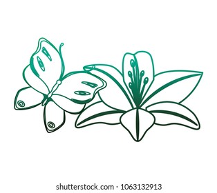cute lily flowers and butterfly decoration