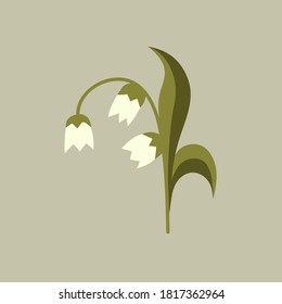 Cute lily of the valley in minimalistic style. Print for t-shirt , badge, clothes.
