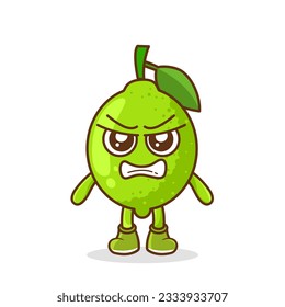 cute lime character with angry expression, mouth wide open. suitable for emoticon, logo, mascot, sticker