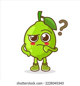 Cute lime character confused with question mark vector design