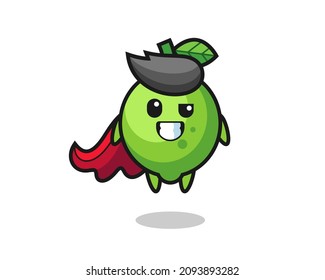 the cute lime character as a flying superhero , cute style design for t shirt, sticker, logo element