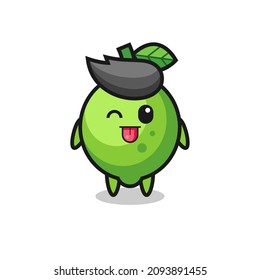 cute lime character in sweet expression while sticking out her tongue , cute style design for t shirt, sticker, logo element