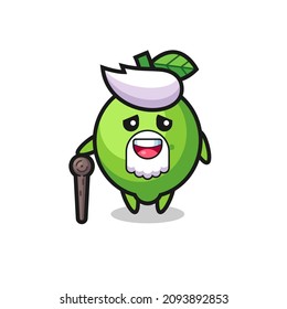 cute lime grandpa is holding a stick , cute style design for t shirt, sticker, logo element