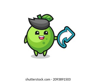 cute lime hold social media share symbol , cute style design for t shirt, sticker, logo element