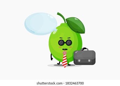 Cute lime mascot goes to office