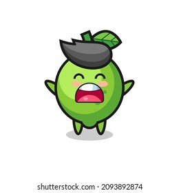 cute lime mascot with a yawn expression , cute style design for t shirt, sticker, logo element