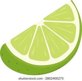 Cute Lime Wedge Flat Vector Illustration