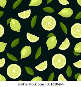 Cute limes seamless pattern. Vector EPS8 illustration.