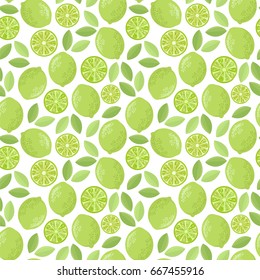 Cute limes. Seamless vector pattern.