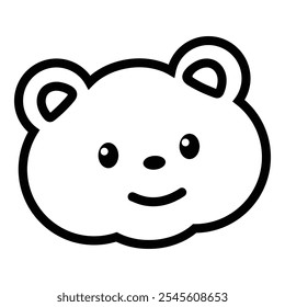 Cute Line Art Bear Simple Design Icon