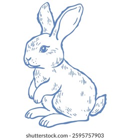 Cute Line Art Bunny. Vector Illustration.