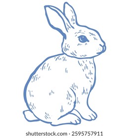 Cute Line Art Bunny. Vector Illustration.