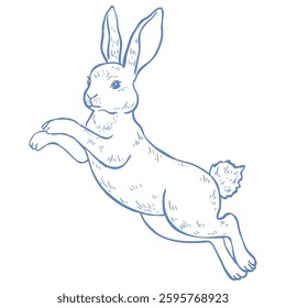 Cute Line Art Bunny. Vector Illustration.