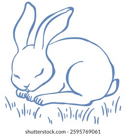 Cute Line Art Bunny. Vector Illustration.