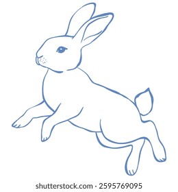 Cute Line Art Bunny. Vector Illustration.