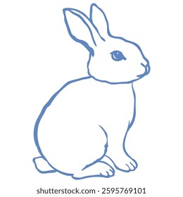 Cute Line Art Bunny. Vector Illustration.