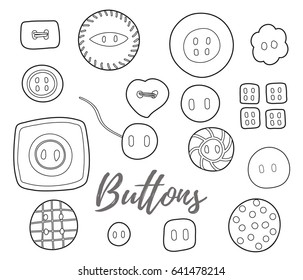 Cute line art buttons set.