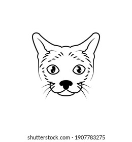 Cute line art cat logo design