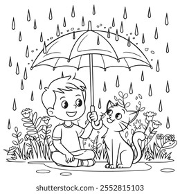 cute line art for children coloring book page design