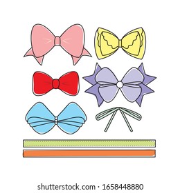 cute line art colorful ribbon set