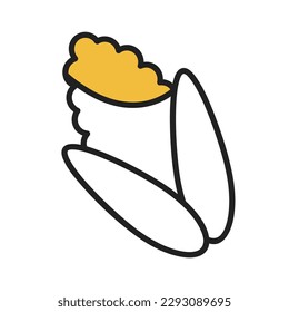 Dibujo de línea de corte Doodle de maíz ícono de la línea de dibujo manual de la comida