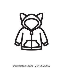 A cute line art drawing of a cat ear hoodie perfect for kids fashion and playful designs.