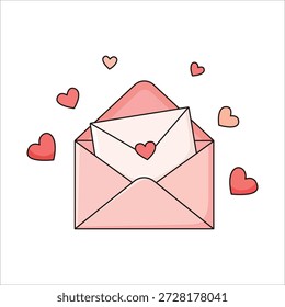 Línea linda envolvente de arte con elemento de diseño de decoración de corazones