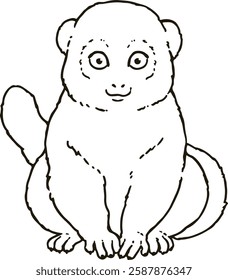 Cute line art illustration of Eastern lesser bamboo lemur