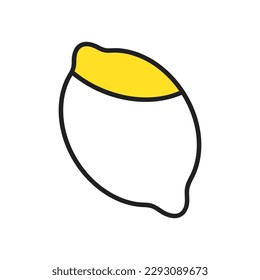 Cute line art Lemon doodle icon of hand drawn outline food