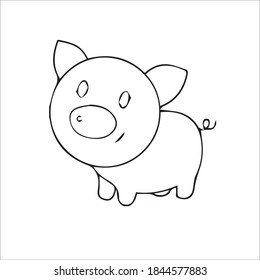 A cute line art pig
