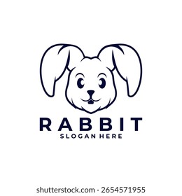Linda línea arte conejo cabeza logo diseño Vector Plantilla