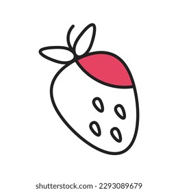 Cute line art Strawberry doodle icon of hand drawn outline food