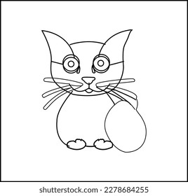 Cute line art vector work of cat
