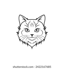 Cute line Cat Head Logo, vector