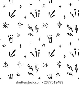 El doodle de línea corta es un patrón sin fisuras. Diseño de dibujo de peletería infantil. Decoración de fiestas para bebés