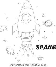 Cute line doodle space background 