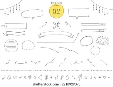 Cute line drawing illustration set