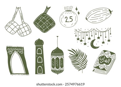 Cute Line Drawing Ramadan Element