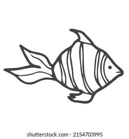 Esbozo vectorial de peces de línea corta. Dibujo de un doodle exótico decorativo. Colores.