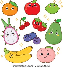 rosto bonito do sorriso da fruta da linha