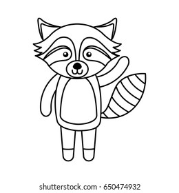 cute line icon raccoon cartoon