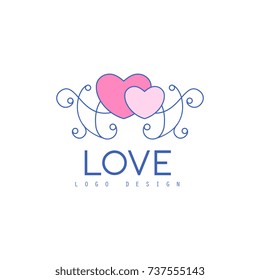 Cute line logo design with hearts and patterns