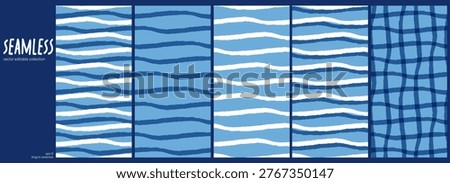 Cute line and seamless wavy pattern on white background. Summer tablecloth stripe for girly beach packaging or linen horizontal. Drawn yellow graphic in simple retro vintage style ideal.
