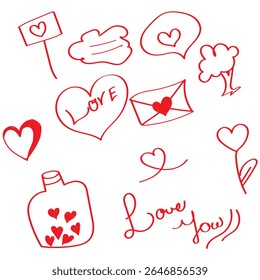Cute line sketch star, arrow, cloud decoration element icon set. Hand drawn sketch doodle cute star, heart, flower element. Line text decoration scribble shape icon. Hand drawn Vector illustration.