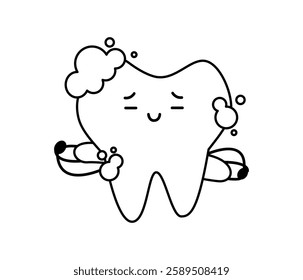 Cute Line Teeth with Foam children dental Illustration