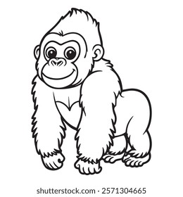 Cute line vector design of a gorilla