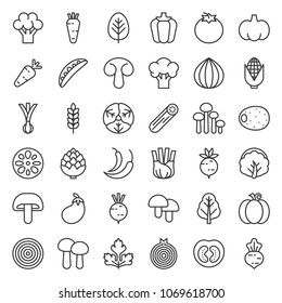 Cute line vegetable icon set