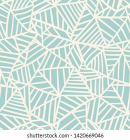 Cute linear doodle triangle seamless pattern. Hand drawn stripped triangular background. Infinity geometrical wallpaper, wrapping paper, fabric, textile. Vector illustration. 